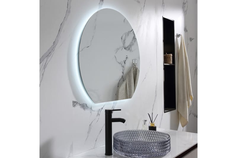 Felicia Spegel med LED-belysning Rund 80 cm Silver - Lyfco - Väggspegel - Hallspegel
