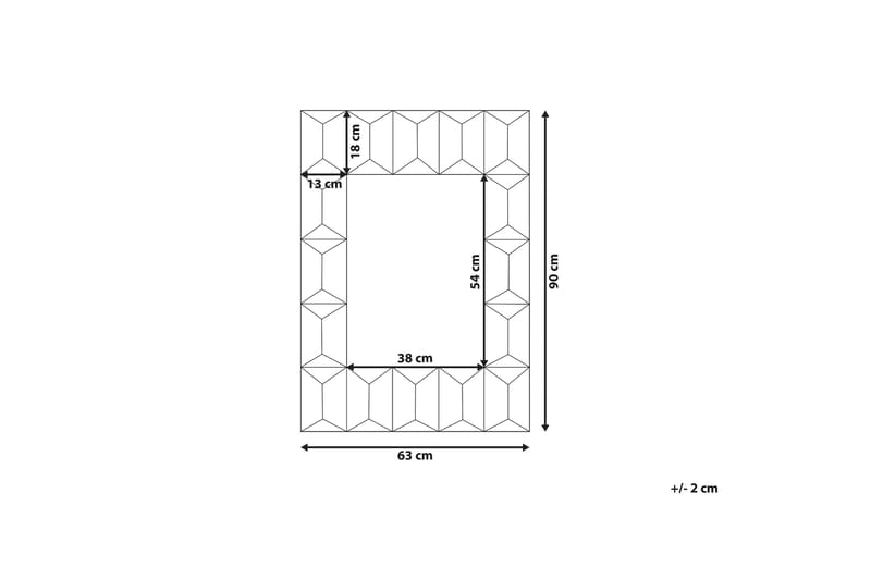 Hizote Spegel 63x90 cm - Flerfärgad - Väggspegel - Hallspegel
