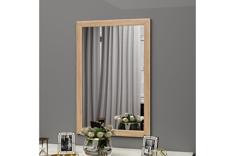 Iuydu Spegel 50 cm Rektangulär, Trä/Natur