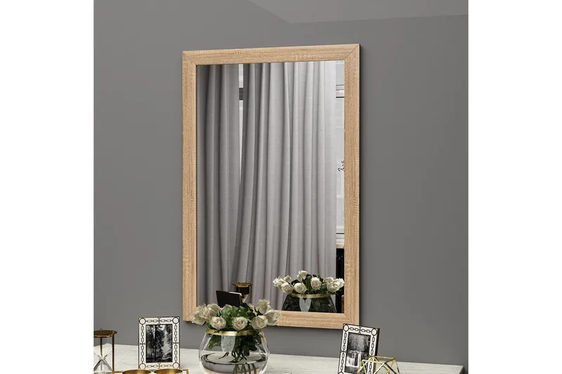 Iuydu Spegel 50 cm Rektangulär, Trä/Natur