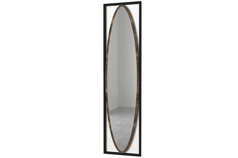 Machek Spegel 39 cm - Svart|Valnöt - Väggspegel - Helkroppsspegel - Hallspegel