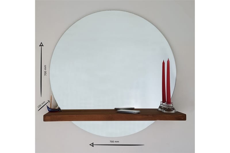 Marmol Dekorationsspegel 70 cm - Valnöt - Väggspegel - Hallspegel