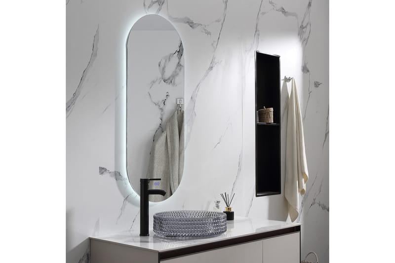 Olivia Oval LED-spegel med antifog-funktion 45x110cm Silver - Lyfco - Inredning - Speglar - Väggspegel