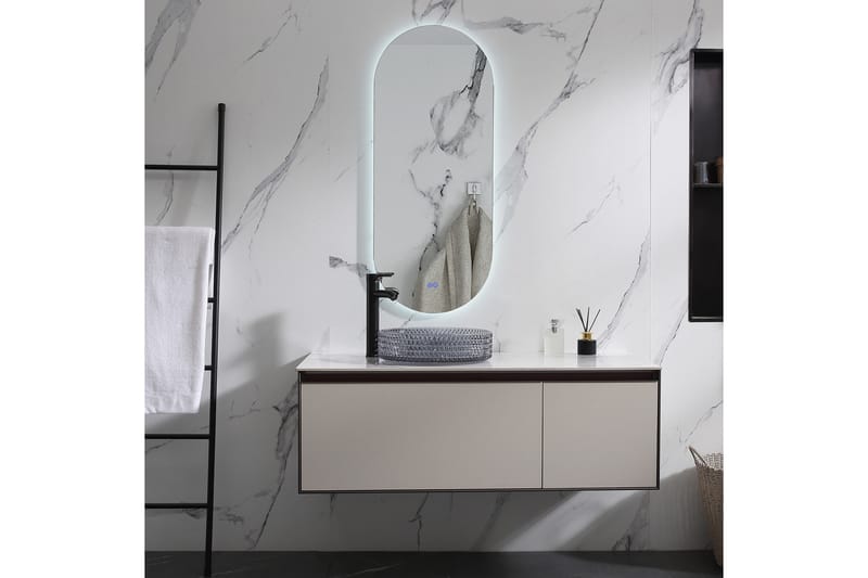 Olivia Oval LED-spegel med antifog-funktion 45x110cm Silver - Lyfco - Väggspegel - Hallspegel