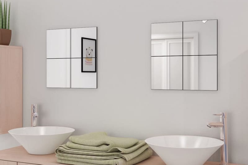 Ramlösa spegelplattor glas 8 st 20,5 cm - Silver - Väggspegel - Hallspegel