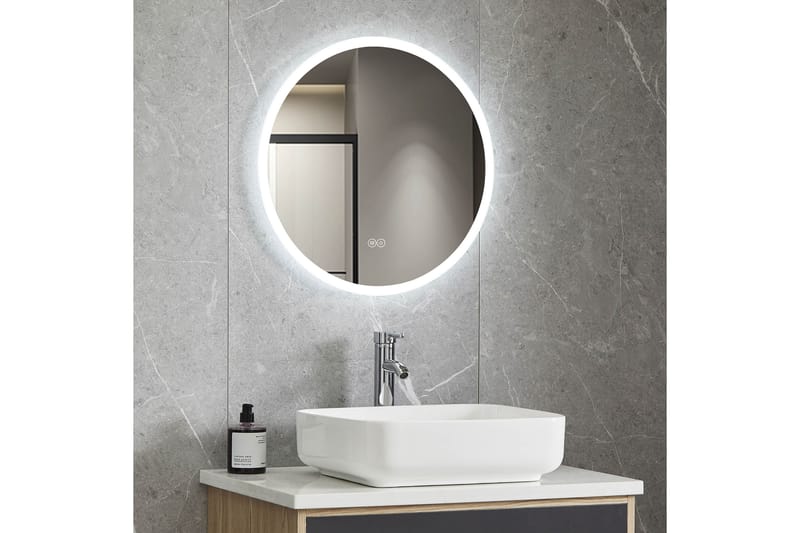 Rund badrumsspegel med LED-belysning 60 cm Krom - Lyfco - Inredning - Speglar - Väggspegel