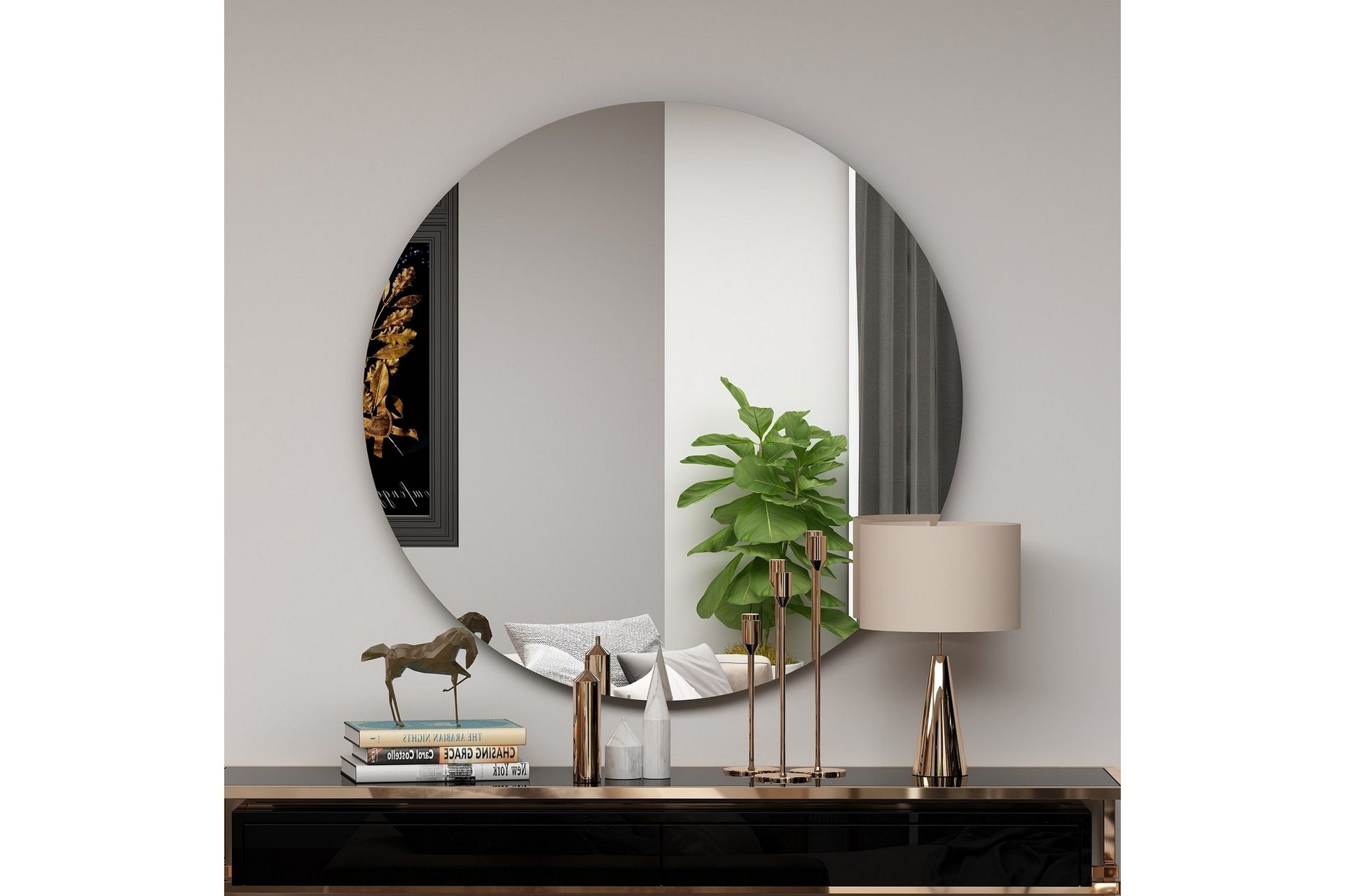 Rusan Spegel 70 cm Rektangulär Svart - Inredning - Trademax