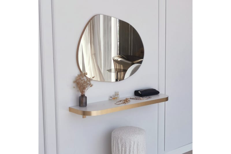 Samtens Spegel 75 cm Rektangulär - Guld - Väggspegel - Hallspegel