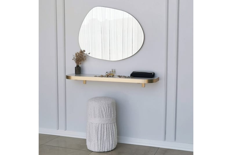 Samtens Spegel 75 cm Rektangulär - Guld - Väggspegel - Hallspegel