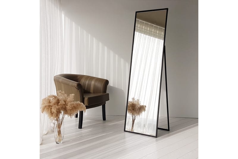 Spegel 60x50 cm - Svart - Väggspegel - Hallspegel - Helkroppsspegel