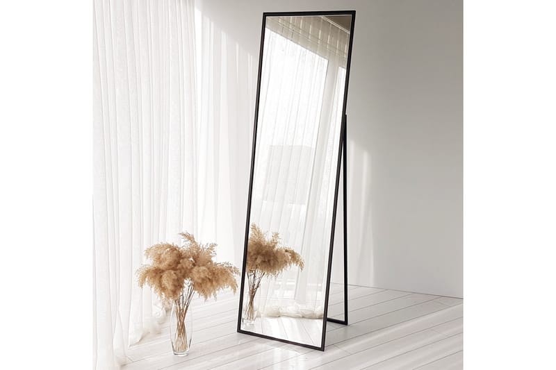 Spegel 60x50 cm - Svart - Väggspegel - Hallspegel - Helkroppsspegel