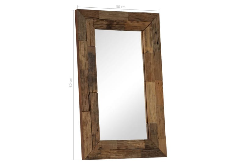 Spegel massivt återvunnet trä 50x80 cm - Brun - Inredning - Speglar - Väggspegel