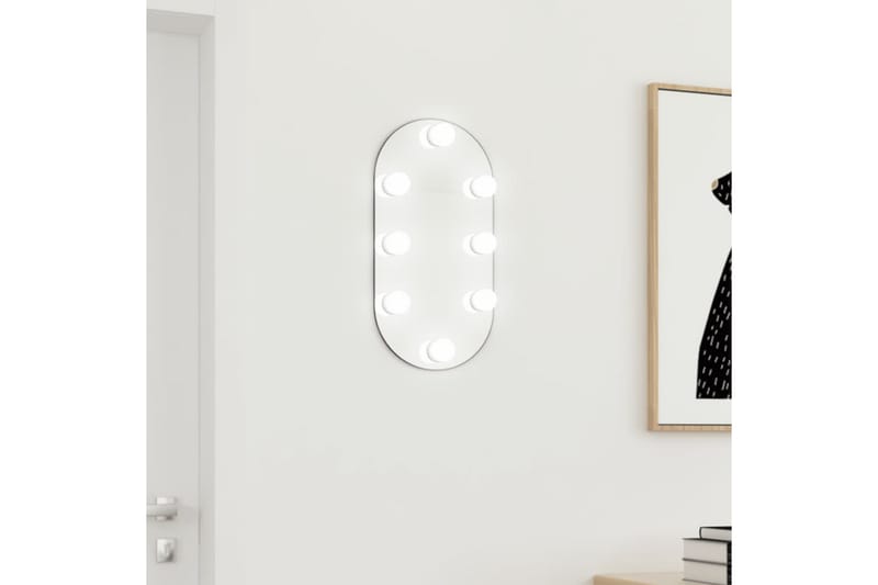 Spegel med LED-lampor 40x20 cm glas oval - Silver - Inredning - Speglar - Väggspegel