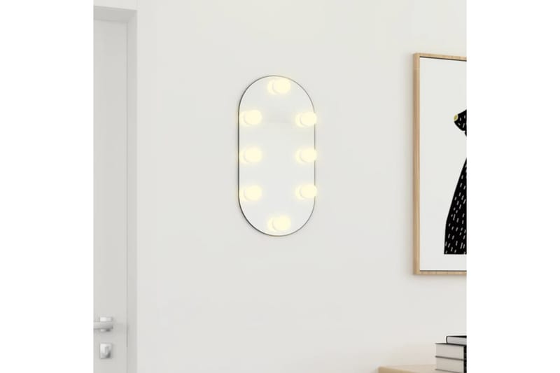 Spegel med LED-lampor 40x20 cm glas oval - Silver - Inredning - Speglar - Väggspegel