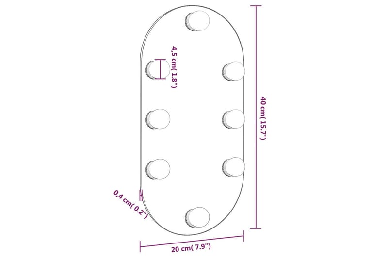 Spegel med LED-lampor 40x20 cm glas oval - Silver - Inredning - Speglar - Väggspegel
