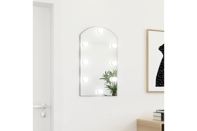 Spegel med LED-lampor 70x40 cm glas valvformad (335864+32608 - Silver - Inredning - Speglar - Väggspegel