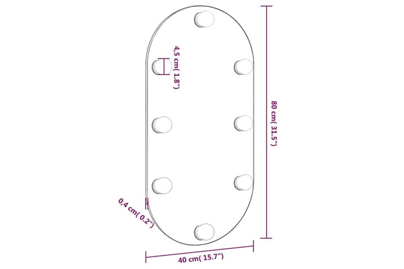 Spegel med LED-lampor 80x40 cm glas oval - Silver - Inredning - Speglar - Väggspegel