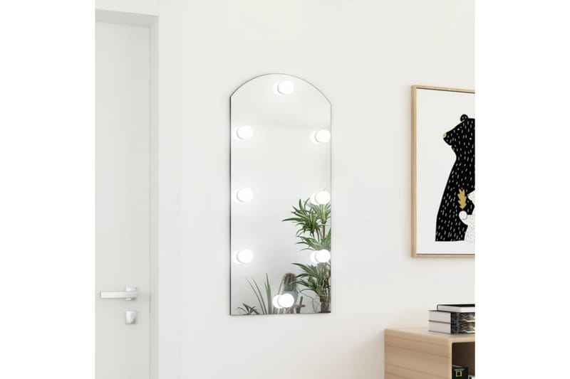 Spegel med LED-lampor 90x45 cm glas valvformad (335864+32608 - Silver - Väggspegel - Hallspegel