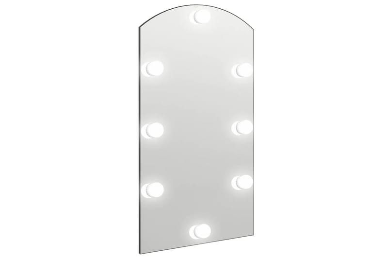 Spegel med LED-lampor 90x45 cm glas valvformad (335864+32608 - Silver - Inredning - Speglar - Väggspegel