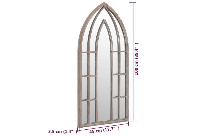 Trädgårdsspegel sand 100x45 cm järn för utomhusbruk - Kräm - Inredning - Speglar - Väggspegel