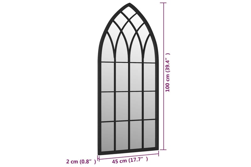 Trädgårdsspegel svart 100x45 cm järn för utomhusbruk - Svart - Inredning - Speglar - Väggspegel