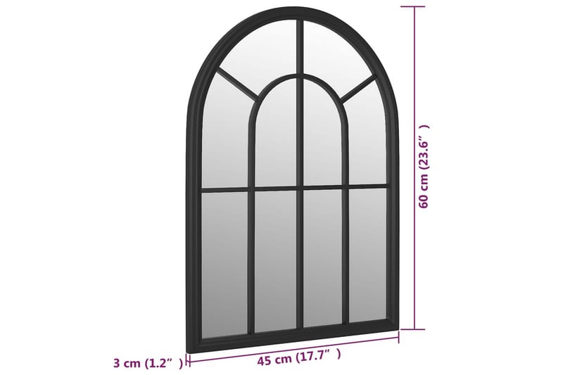 Trädgårdsspegel svart 60x45 cm järn för utomhusbruk - Svart - Inredning - Speglar - Väggspegel