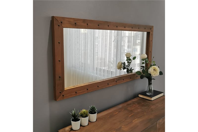 Trekell Dekorationsspegel 110 cm - Valnöt - Väggspegel - Hallspegel