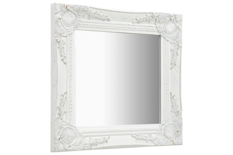 Väggspegel barockstil 40x40 cm vit - Vit - Inredning - Speglar - Väggspegel