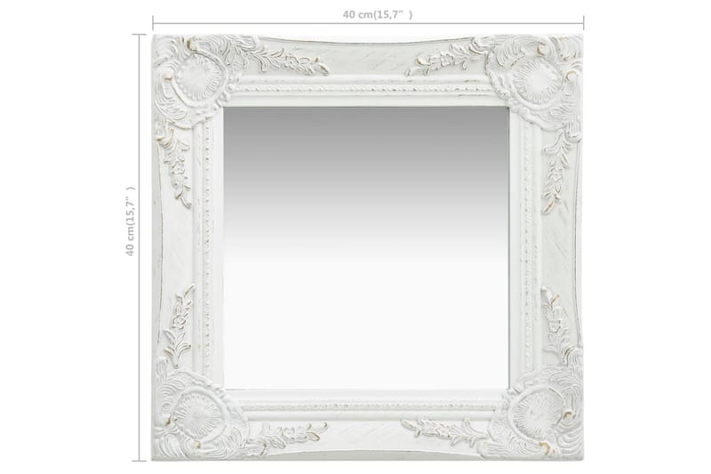 Väggspegel barockstil 40x40 cm vit - Vit - Inredning - Speglar - Väggspegel