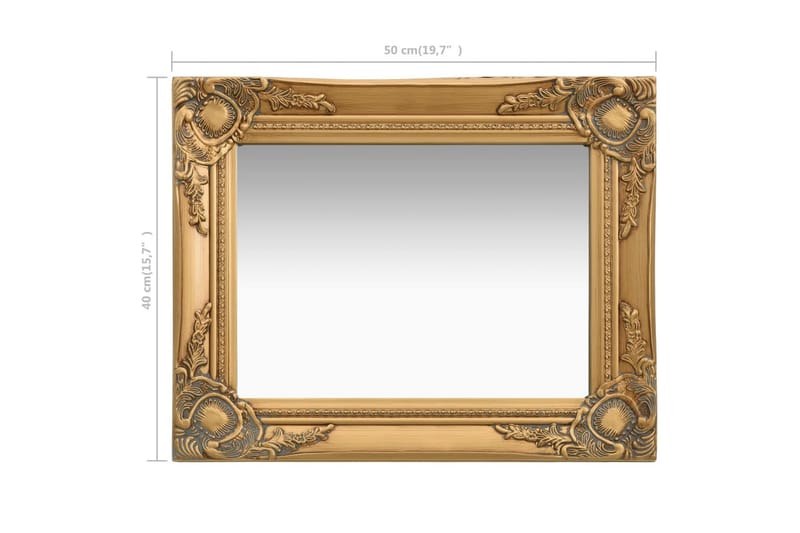 Väggspegel barockstil 50x40 cm guld - Guld - Inredning - Speglar - Väggspegel
