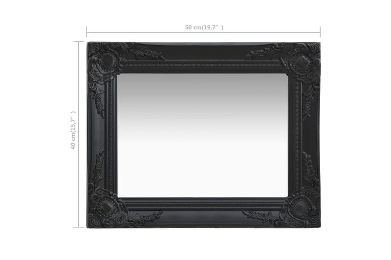 Väggspegel barockstil 50x40 cm svart - Svart - Inredning - Speglar - Väggspegel