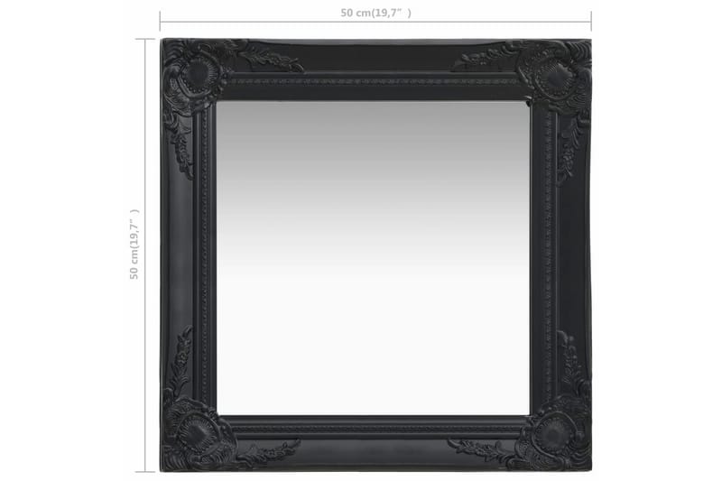 Väggspegel barockstil 50x50 cm svart - Svart - Väggspegel - Hallspegel