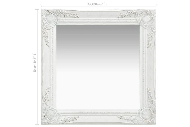 Väggspegel barockstil 50x50 cm vit - Vit - Inredning - Speglar - Väggspegel