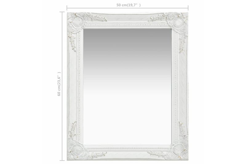 Väggspegel barockstil 50x60 cm vit - Vit - Inredning - Speglar - Väggspegel