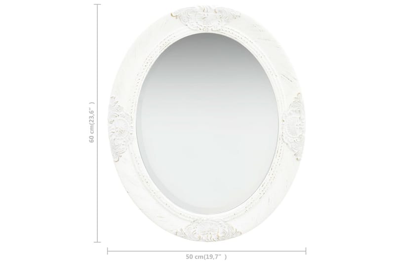 Väggspegel barockstil 50x60 cm vit - Vit - Inredning - Speglar - Väggspegel