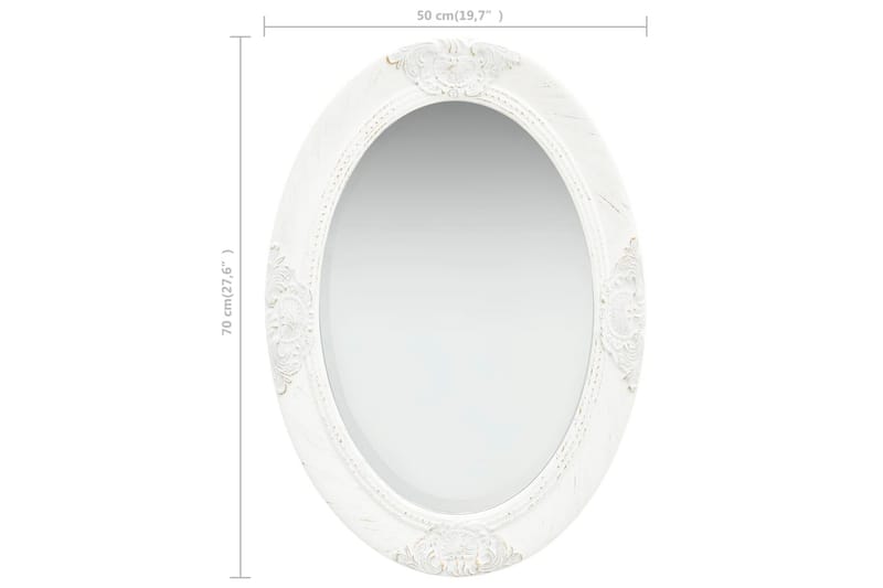 Väggspegel barockstil 50x70 cm vit - Vit - Väggspegel - Hallspegel