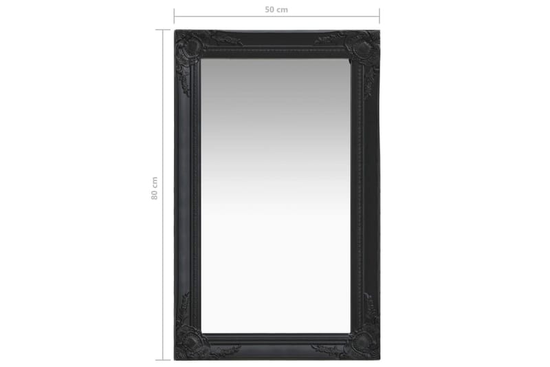 Väggspegel barockstil 50x80 cm svart - Svart - Väggspegel - Hallspegel