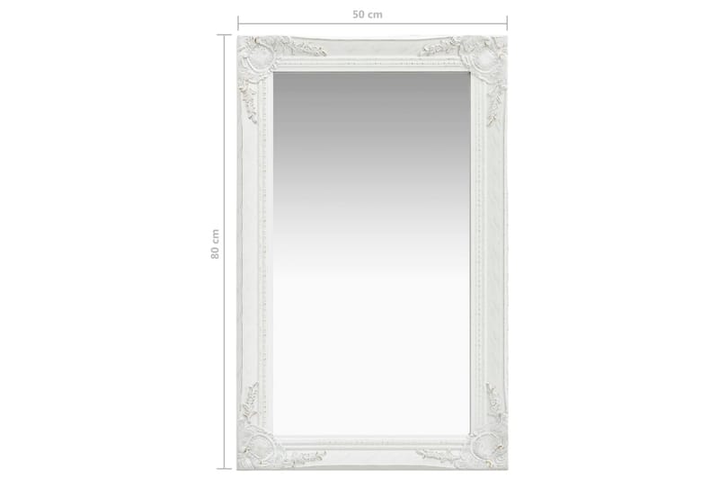 Väggspegel barockstil 50x80 cm vit - Vit - Inredning - Speglar - Väggspegel