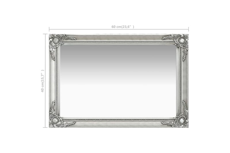 Väggspegel barockstil 60x40 cm silver - Silver - Väggspegel - Hallspegel