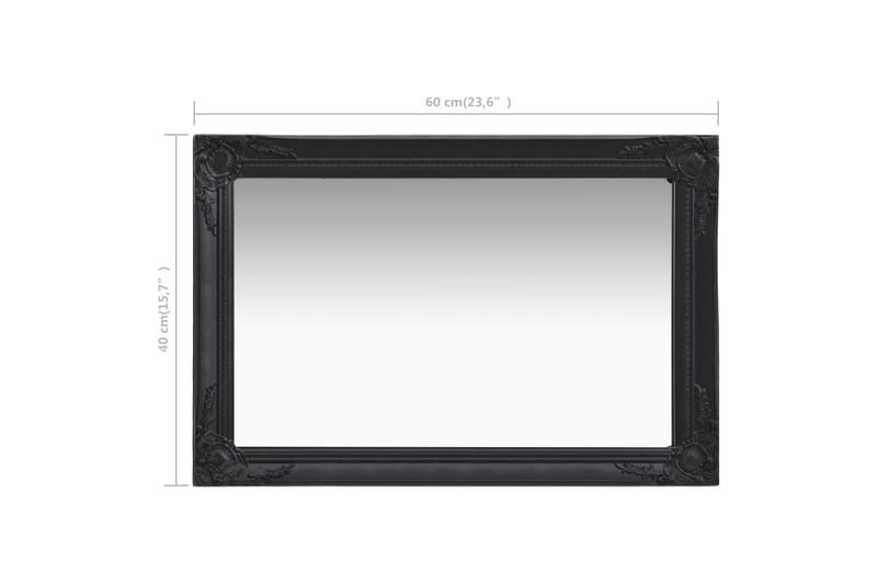 Väggspegel barockstil 60x40 cm svart - Svart - Inredning - Speglar - Väggspegel