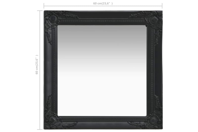 Väggspegel barockstil 60x60 cm svart - Svart - Inredning - Speglar - Väggspegel