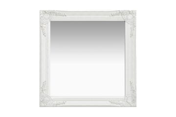 Väggspegel barockstil 60x60 cm vit