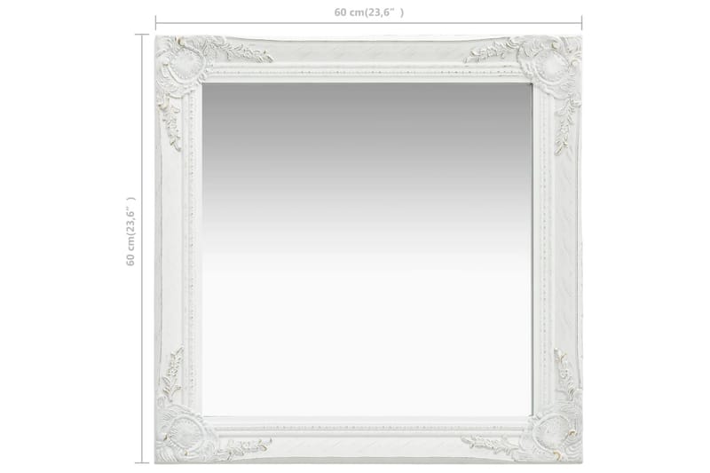 Väggspegel barockstil 60x60 cm vit - Vit - Inredning - Speglar - Väggspegel