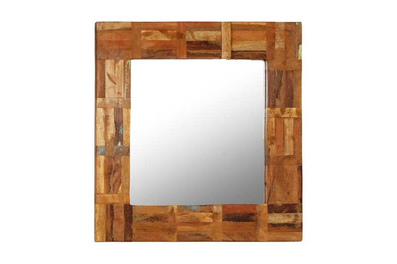 Väggspegel massivt återvunnet trä 60x60 cm - Brun - Väggspegel - Hallspegel