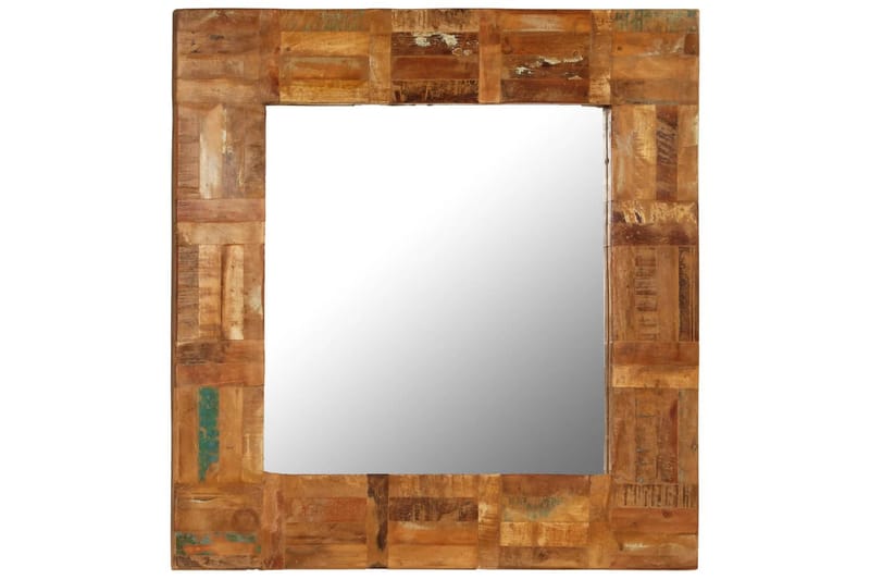 Väggspegel massivt återvunnet trä 60x60 cm - Brun - Väggspegel - Hallspegel