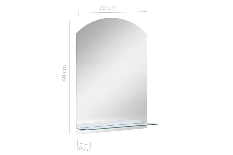 Väggspegel med hylla 20x40 cm härdat glas - Silver - Inredning - Speglar - Väggspegel