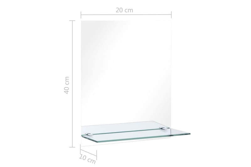 Väggspegel med hylla 20x40 cm härdat glas - Silver - Inredning - Speglar - Väggspegel