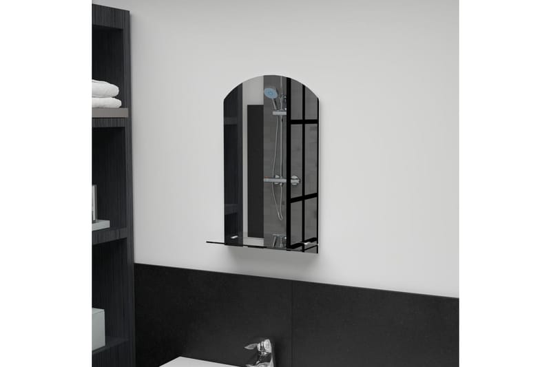 Väggspegel med hylla 30x50 cm härdat glas - Silver - Inredning - Speglar - Väggspegel