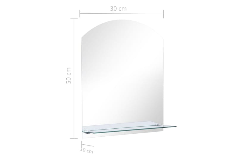 Väggspegel med hylla 30x50 cm härdat glas - Silver - Inredning - Speglar - Väggspegel