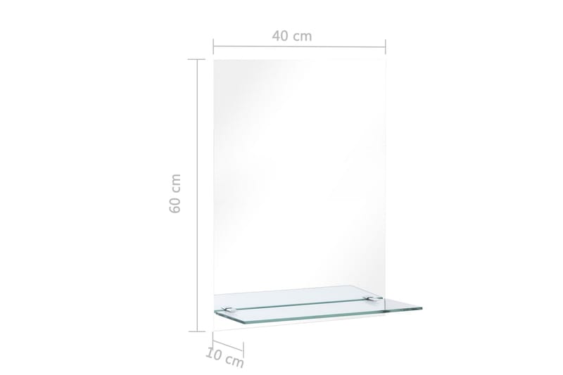 Väggspegel med hylla 40x60 cm härdat glas - Silver - Inredning - Speglar - Väggspegel